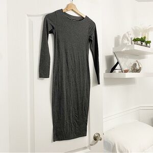 BOOHOO | Grey petite longsleeve maxi dress